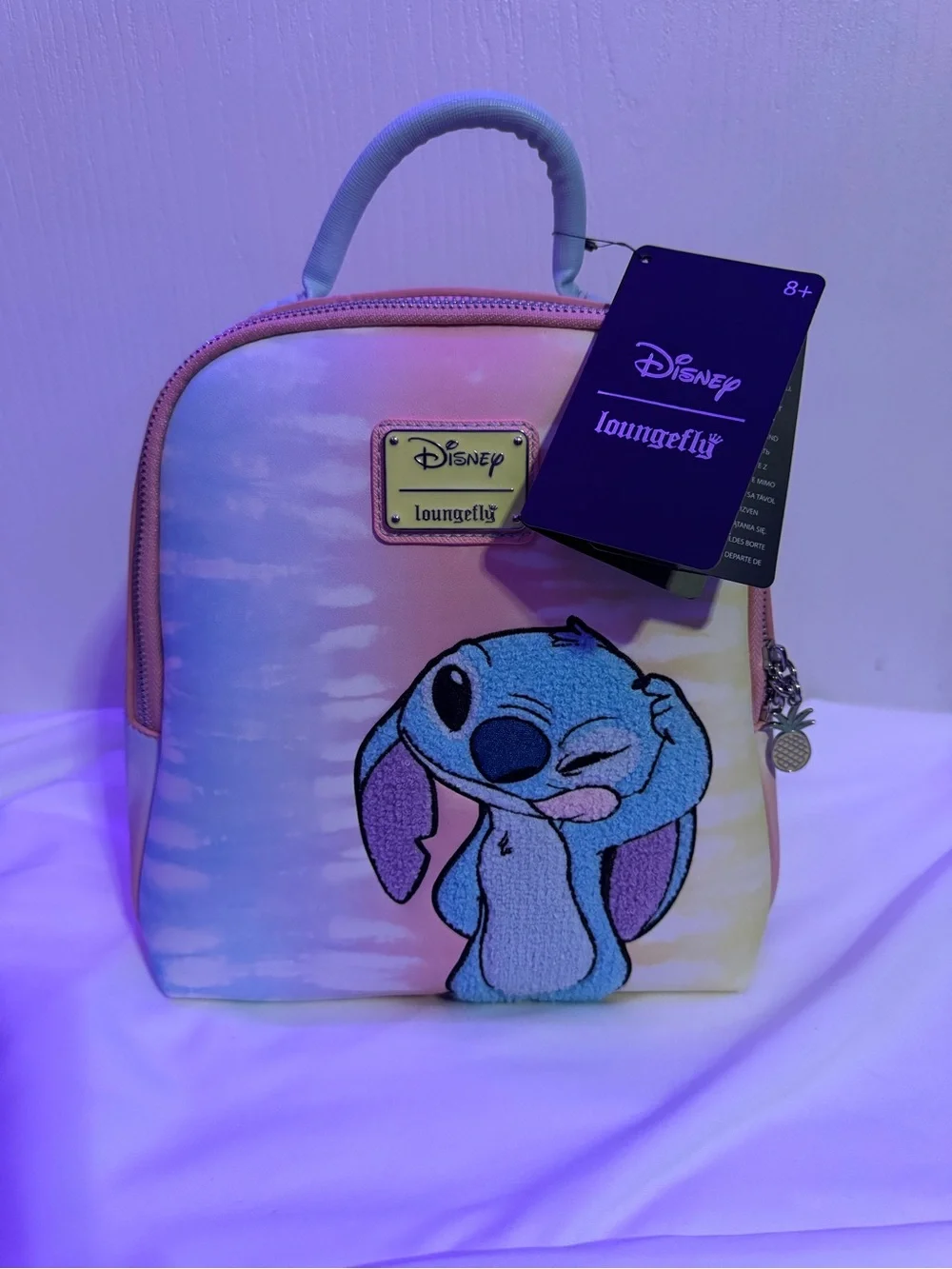 NWT Loungefly Pastel tie dye stitch mini backpack